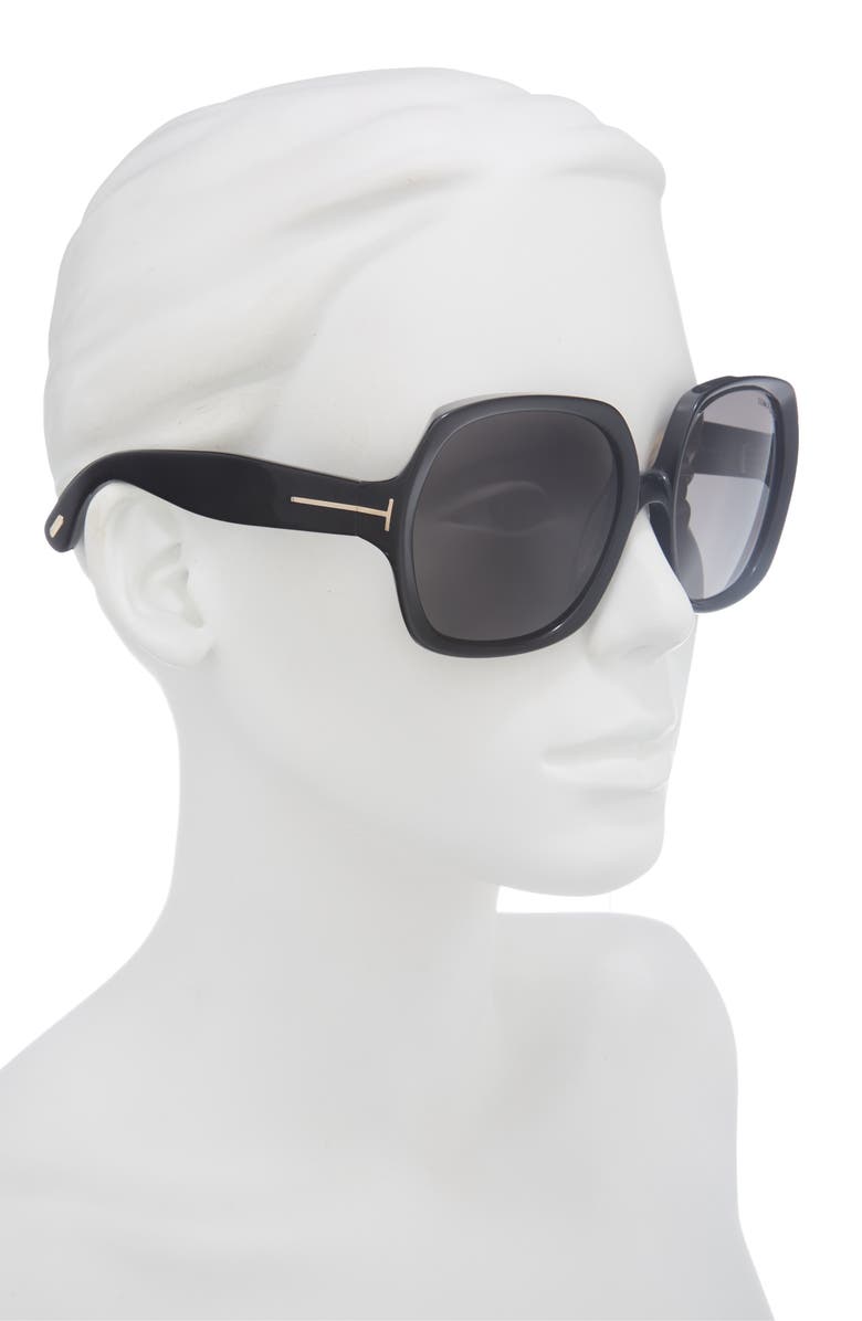 TOM FORD 54mm Square Sunglasses, Alternate, color, Shiny Black / Smoke