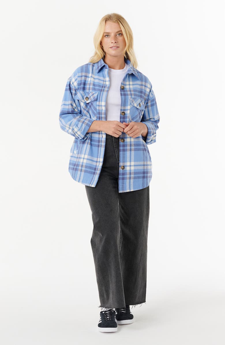 Rip Curl Oceanic Plaid Cotton Flannel Button-Up Shirt, Alternate, color, Blue