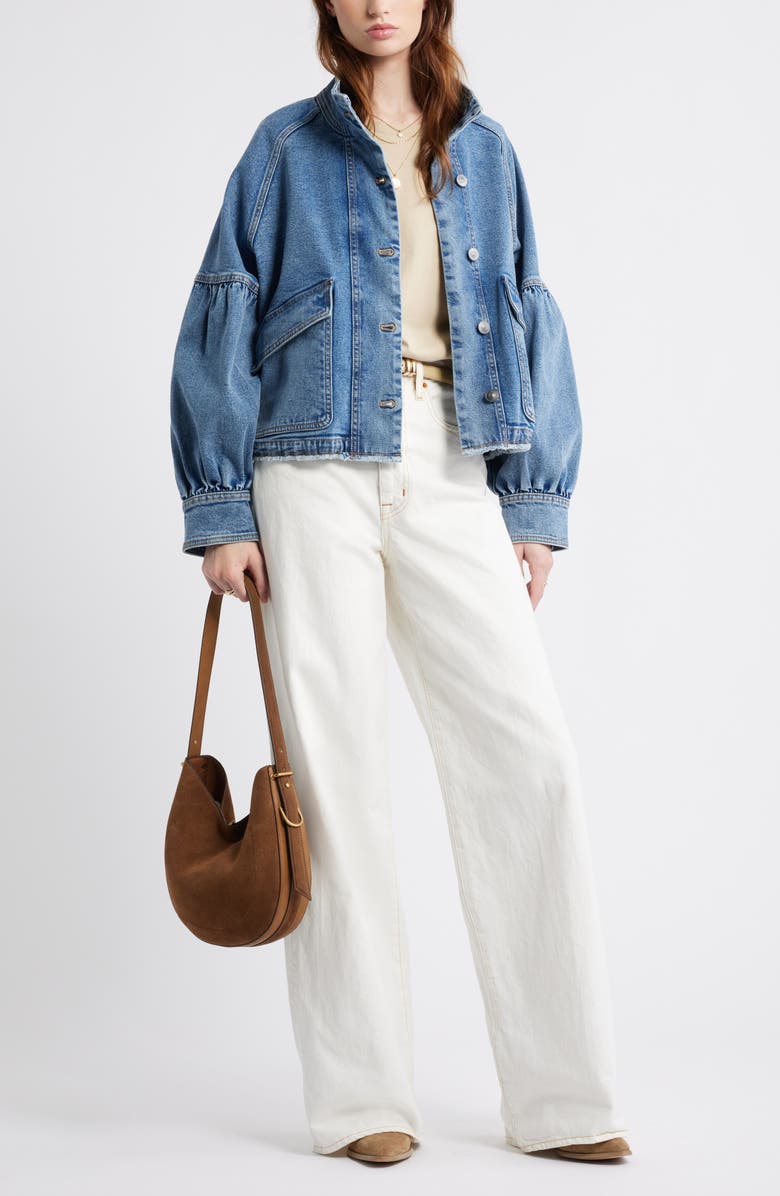 Treasure & Bond Blouse Sleeve Denim Jacket, Alternate, color, Medium Wash