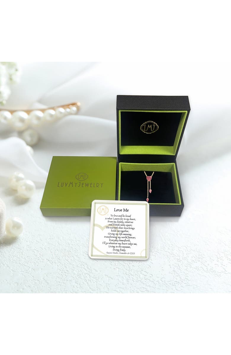 LuvMyJewelry Luv Me Thulite Gemstone Yellow Gold Plated Silver Adjustable Heart Women Necklace, Alternate, color, 