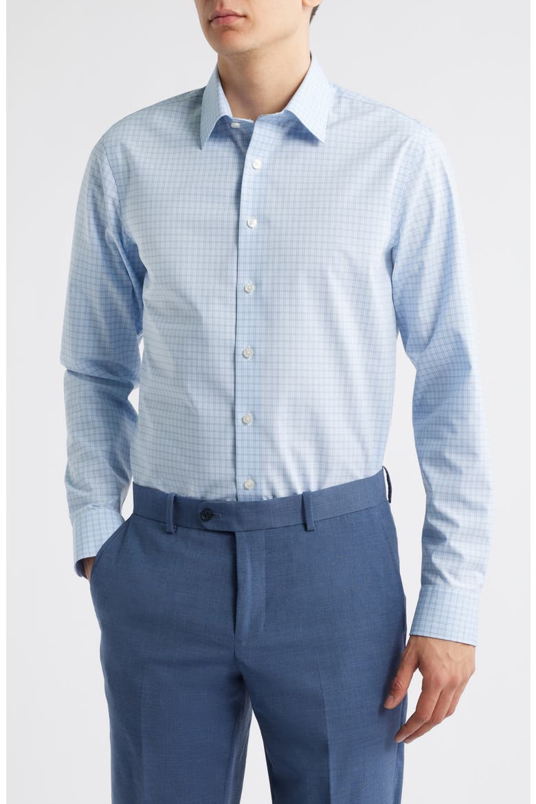 Extra Trim Fit Check Non-Iron Dress Shirt, Main, color, BLUE SABINA PLAID