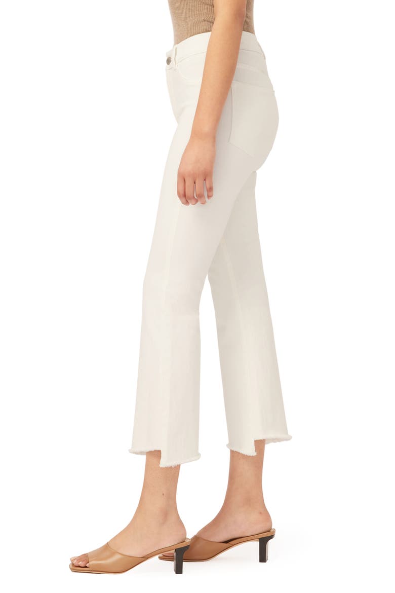 Bridget Instasculpt High Waist Asymmetric Raw Hem Ankle Bootcut Jeans, Alternate, color, MILK FRAYED