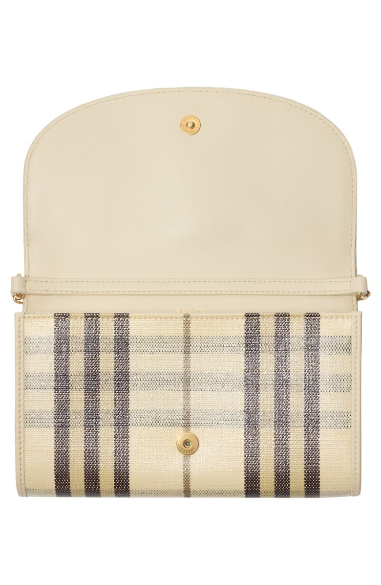Burberry Highlands Check Coated Canvas Wallet on a Chain, Alternate, color, Light Beige