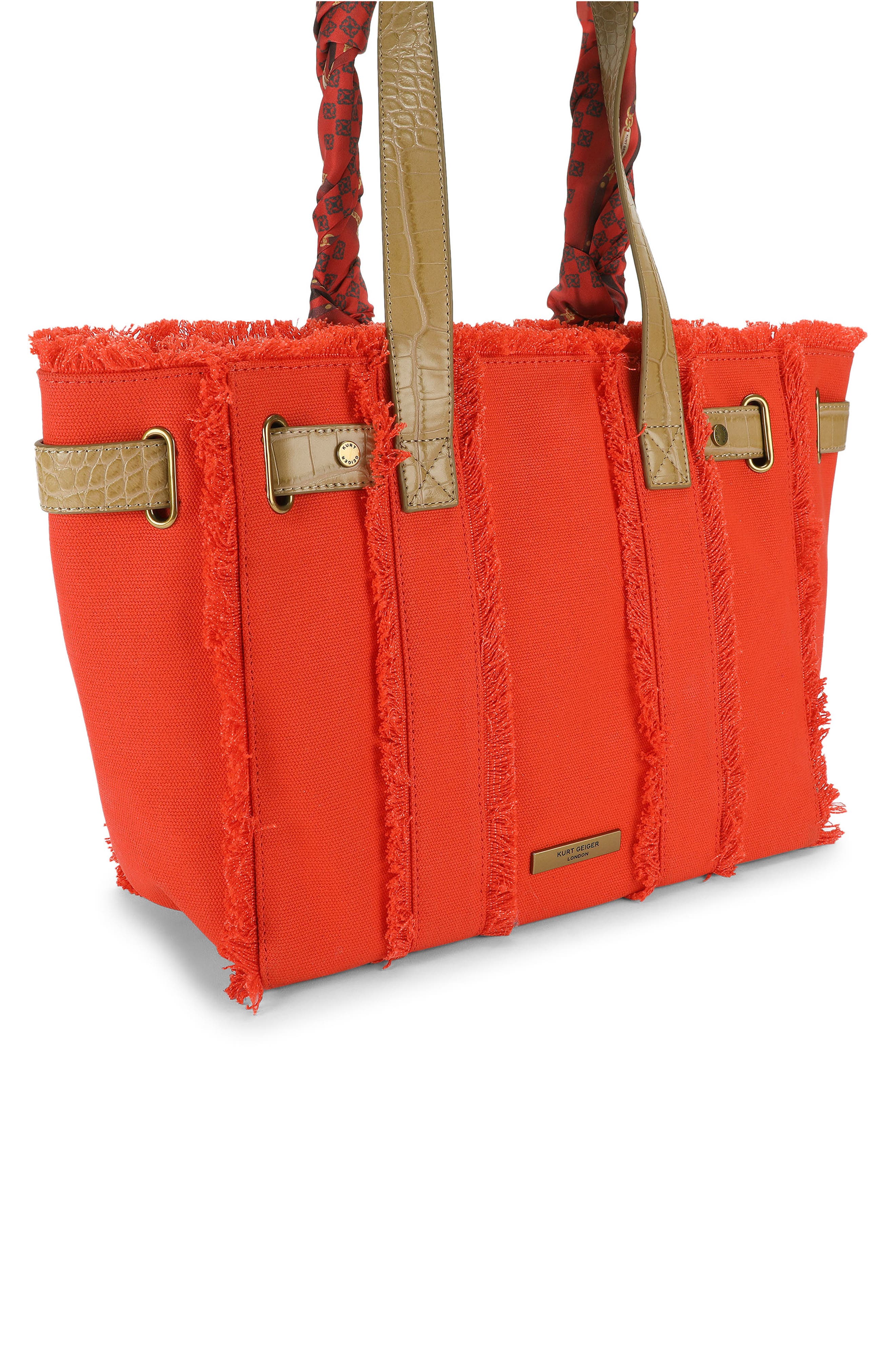 Sloane Small Scarf Wrapped Cotton Tote, Alternate, color, ORANGE