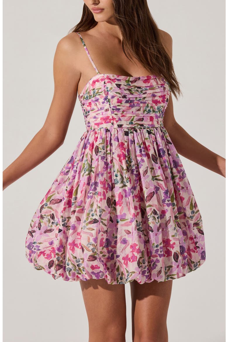 Floral Bubble Hem Minidress, Alternate, color, PINK MULTI FLORAL