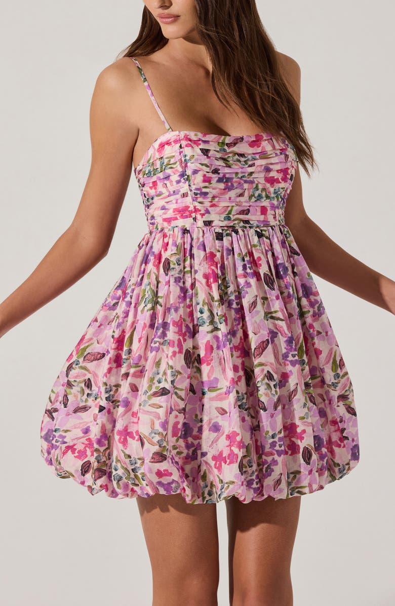 ASTR the Label Floral Bubble Hem Minidress, Alternate, color, Pink Multi Floral