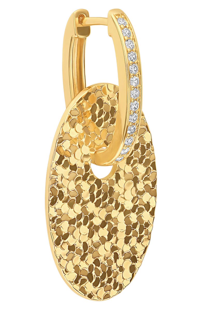 ATHRA LUXE Dolce Sole Textured Oval Drop Huggie Hoop Earrings, Alternate, color, Gold