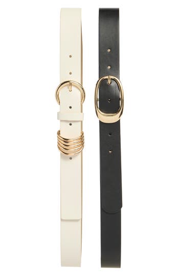 Steve Madden Assorted 2-pack Belts In Black-white
