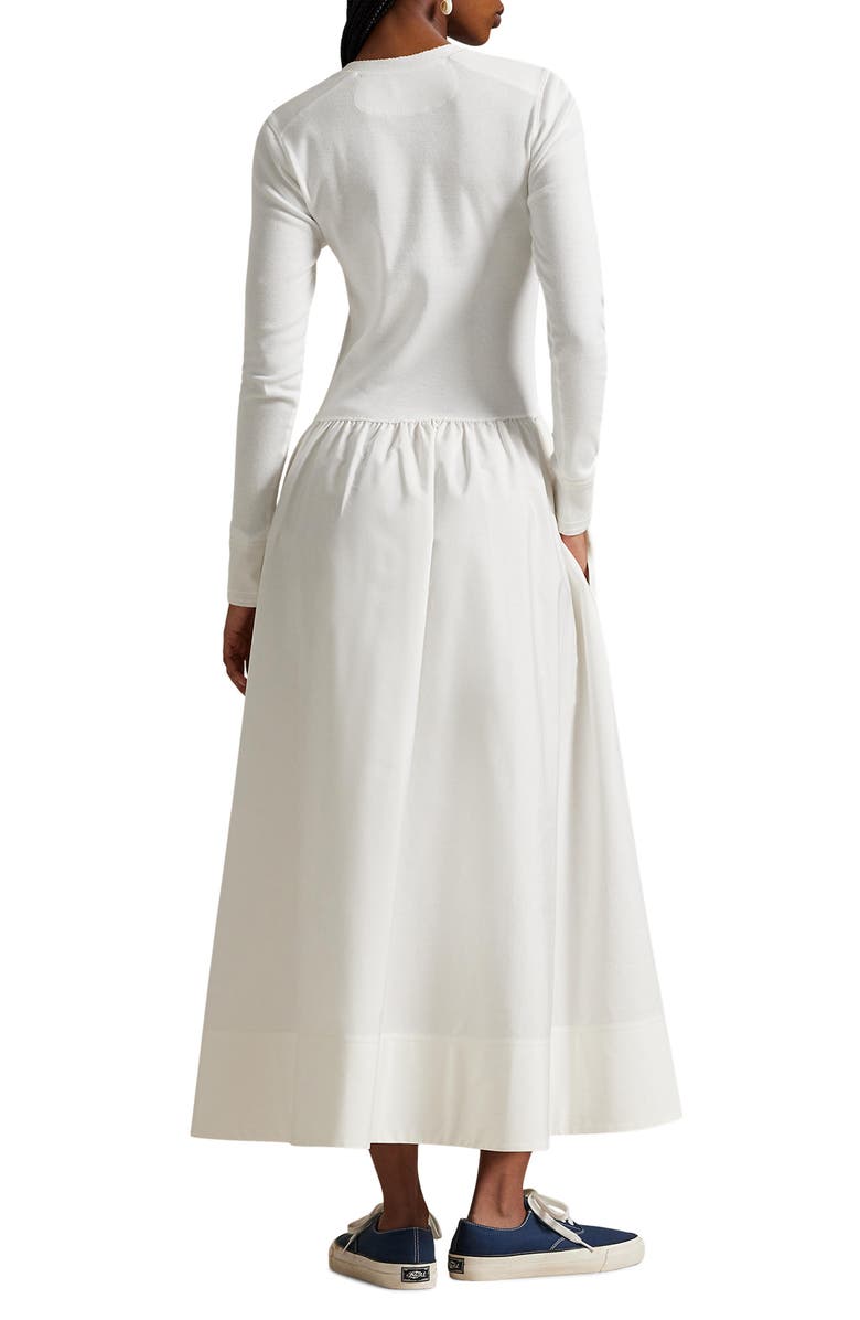 Polo Ralph Lauren Long Sleeve Mixed Media Henley Midi Dress, Alternate, color, Nevis