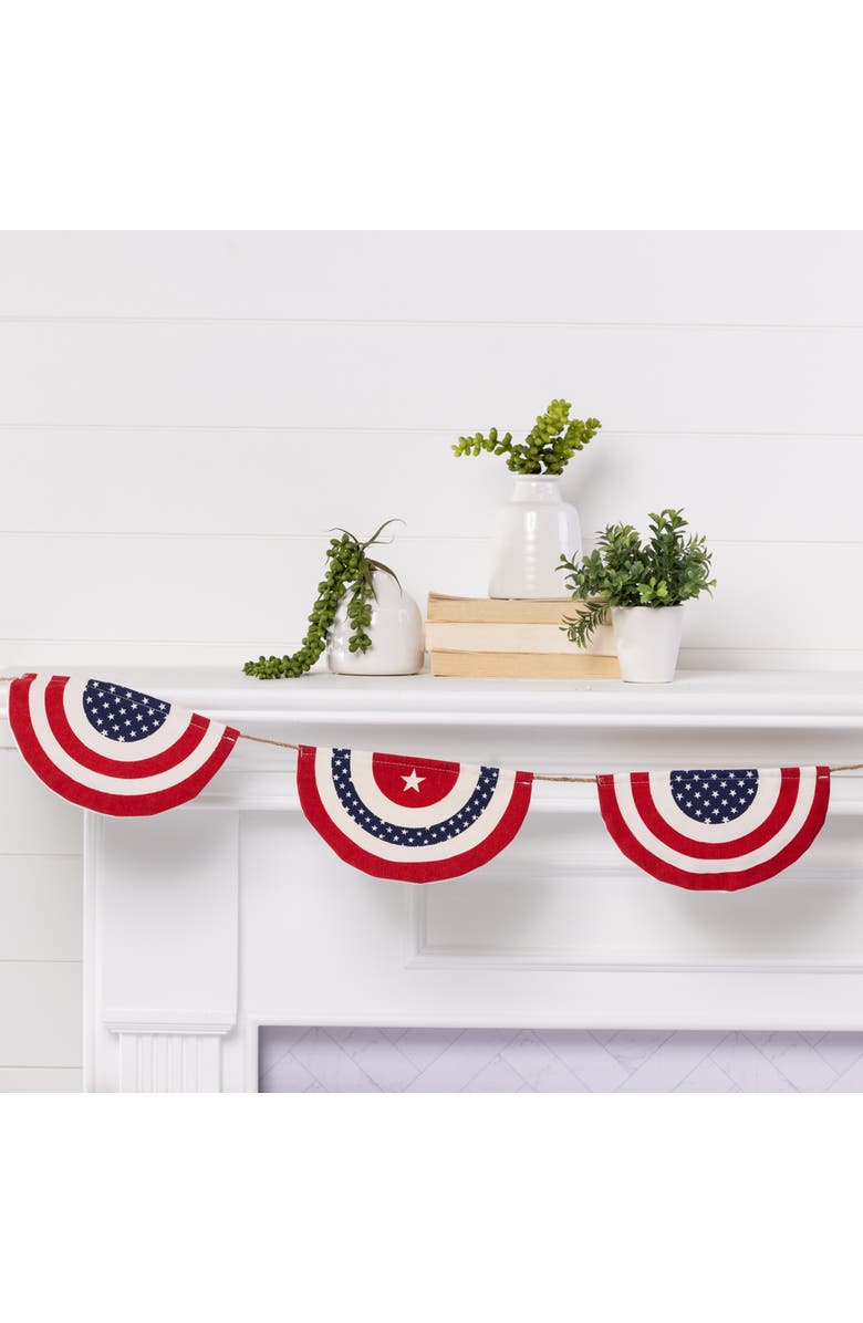 Transpac Fabric/Canvas 74.8 in. Patriotic Bunting Banner, Alternate, color, Red