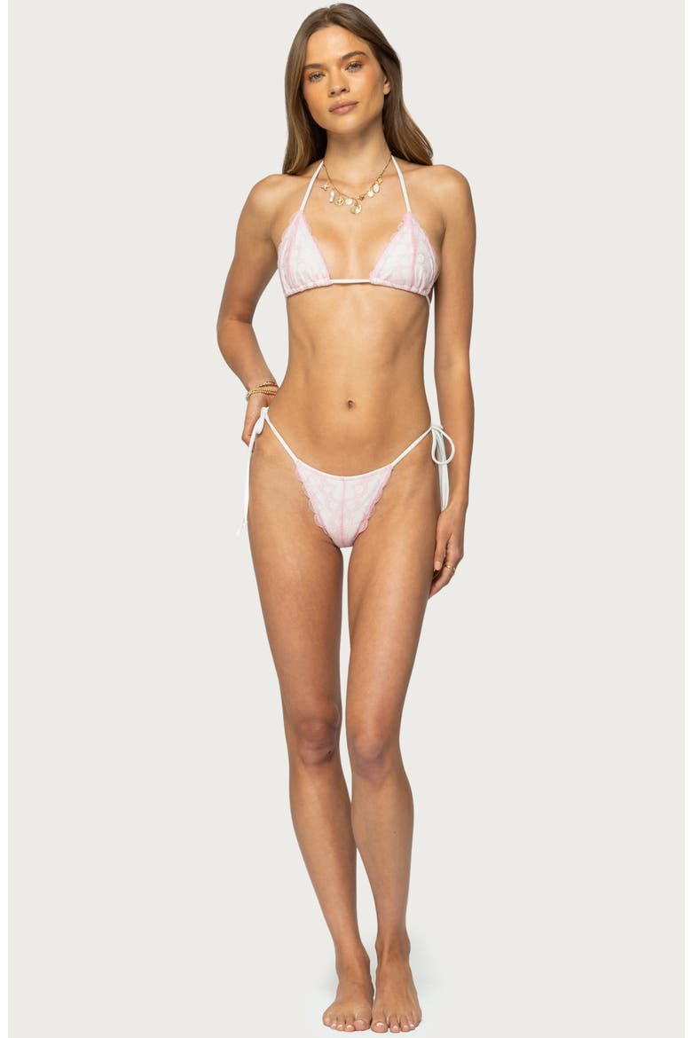 Clayton Lace Triangle Bikini Top, Alternate, color, PINK