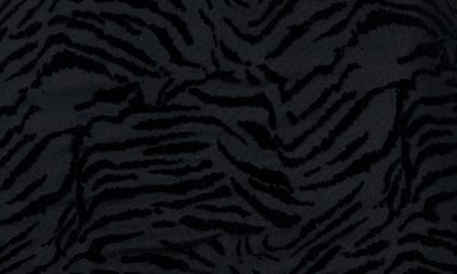 Shop Princess Polly Nikolas Velvet Zebra Stripe Long Sleeve Minidress In Black