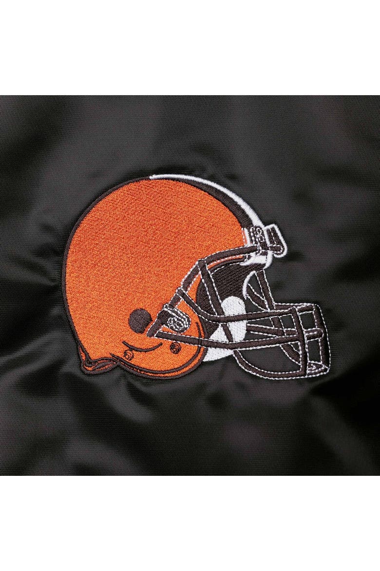 Men's Starter Black Cleveland Browns Locker Room Satin Varsity Full-Snap Jacket, Alternate, color, Black