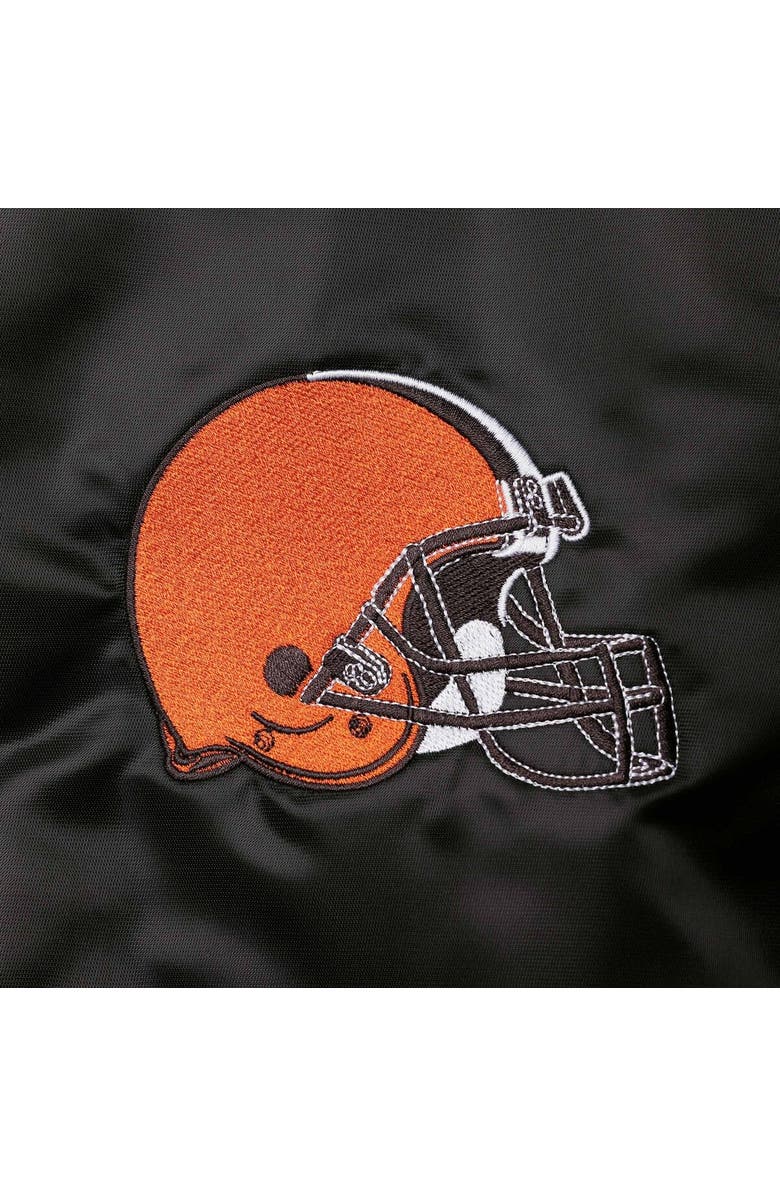 STARTER Men's Starter Black Cleveland Browns Locker Room Satin Varsity Full-Snap Jacket, Alternate, color, 