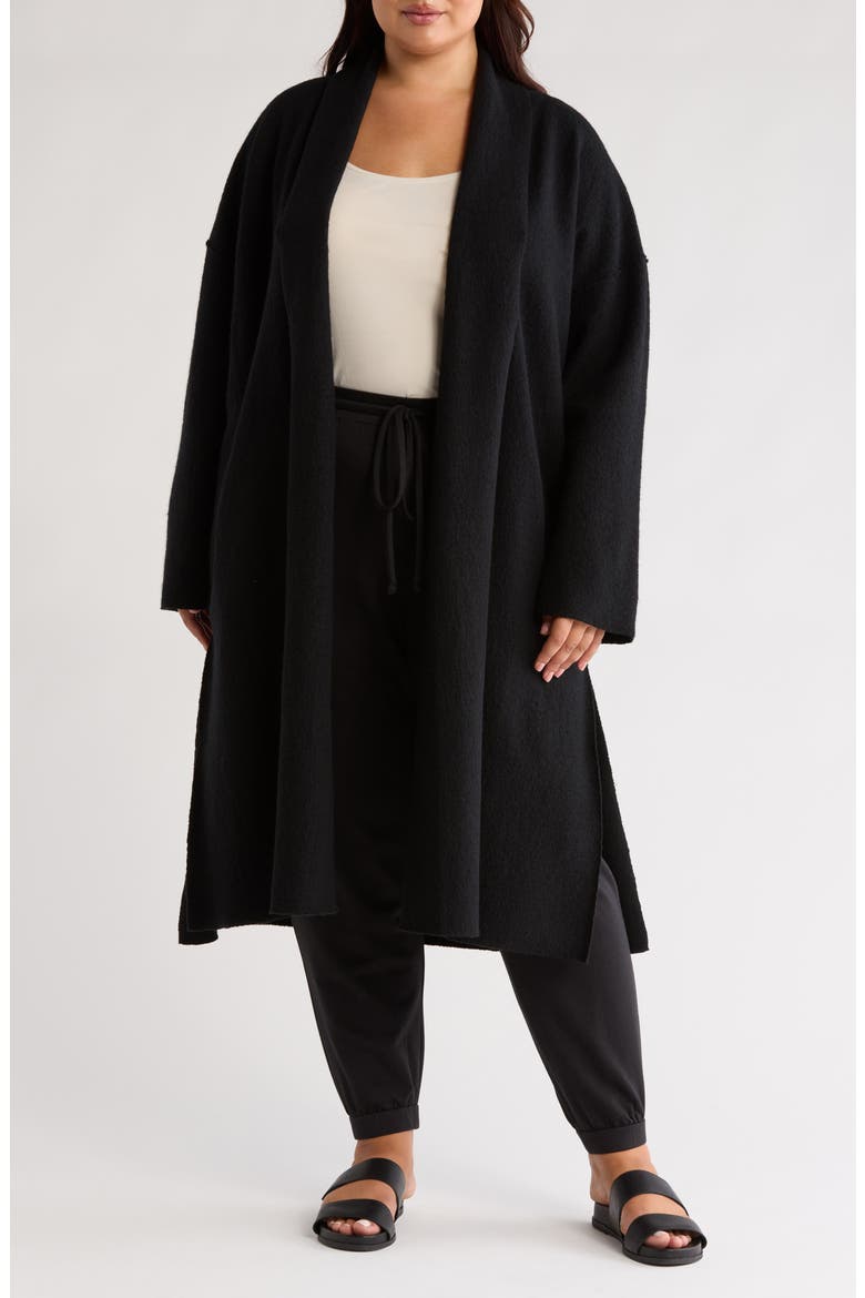 High Collar Felted Wool Coat, Main, color, BLACK