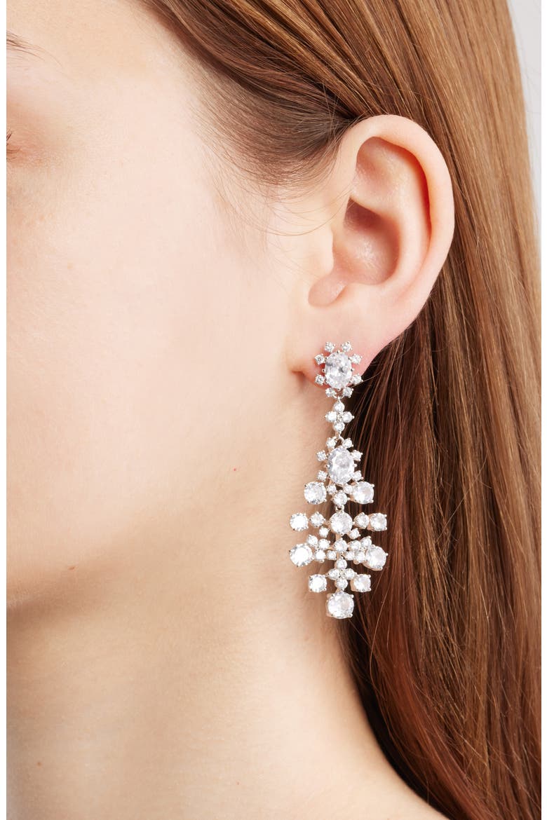 Large Drop Earrings, Alternate, color, RHODIUM