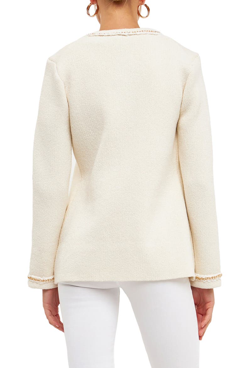Trim Detail Cardigan, Alternate, color, CREAM