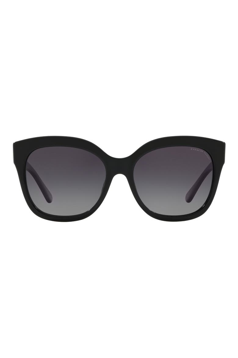 Horse & Carriage 56mm Polarized Cat Eye Sunglasses, Main, color, BLACK