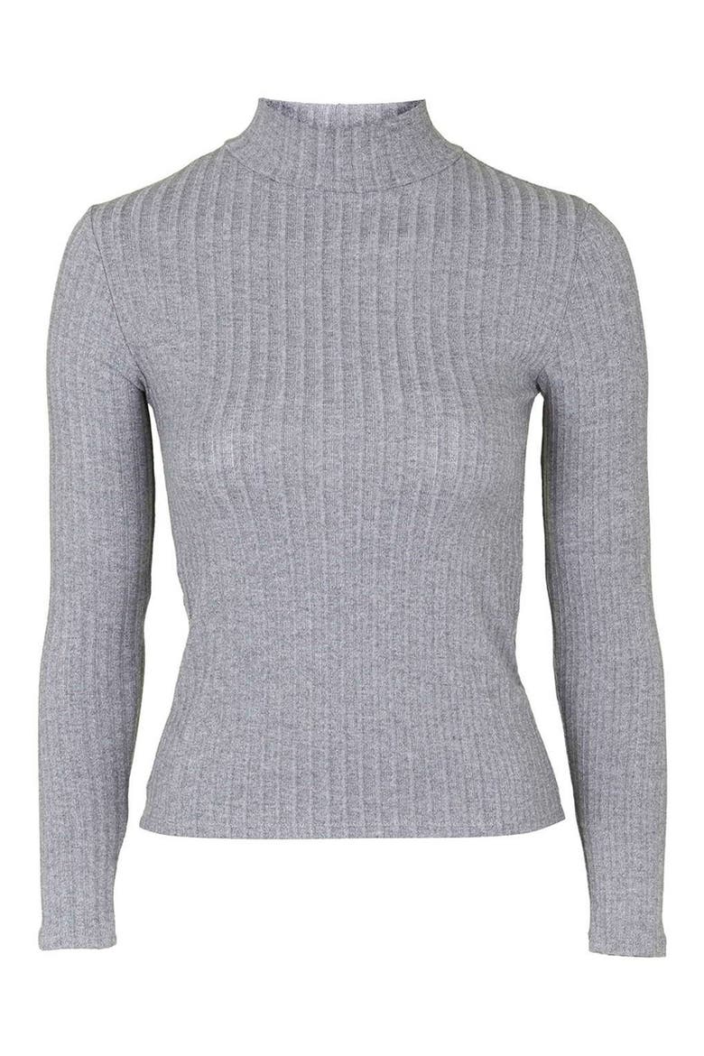 Ribbed Long Sleeve Top, Alternate, color, LIGHT GREY