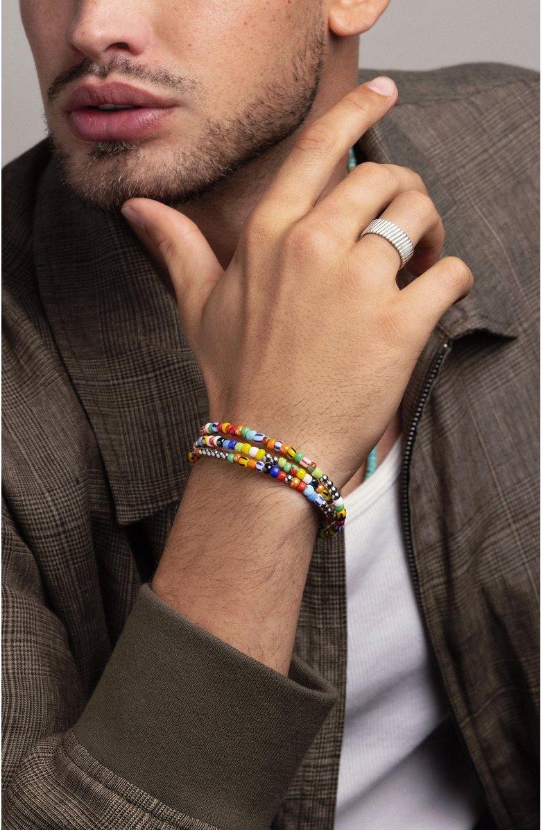 Nialaya Vintage Trifocal Beaded Wrap Bracelet, Alternate, color, Multicolor