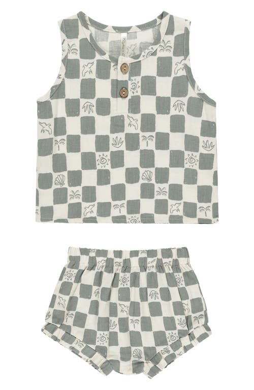 Rylee + Cru Print Linen Blend Tank & Bloomers Set