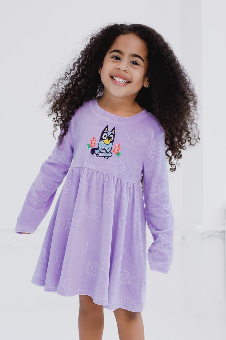 Velour Dress, Alternate, color, Bluey Purple Floral