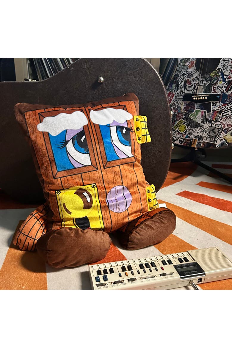 Squeaky Door Plush Pillow, Alternate, color, Brown