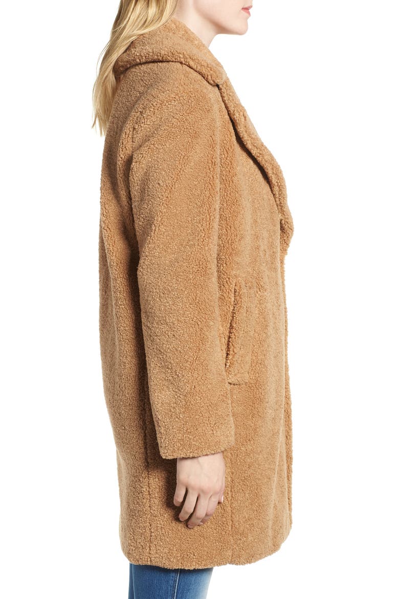 Faux Fur Teddy Bear Coat, Alternate, color, BUTTERSCOTCH