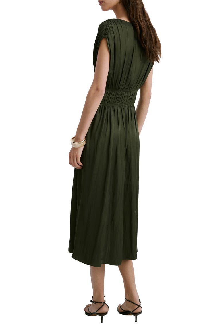 Gathered Waist Midi Dress, Alternate, color, KHAKI
