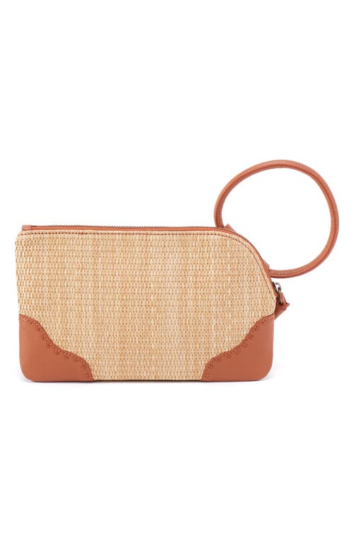 Hobo Sable Straw & Leather Wristlet Clutch In Natural Straw