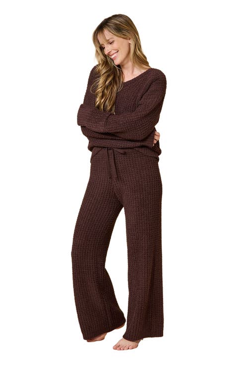 Waffle Marshmallow V-Neck Lounge Set