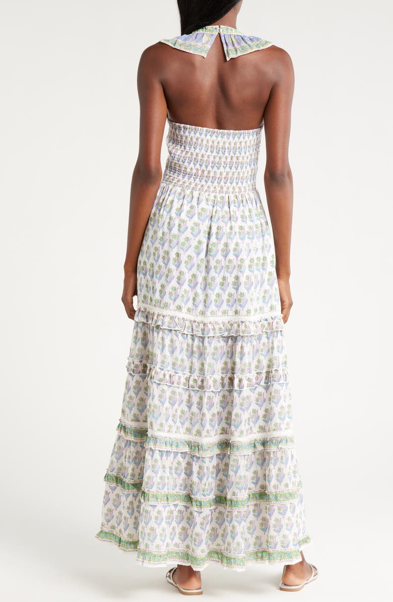 ALICIA BELL Harper Floral Ruffle Neck Tiered Cotton & Silk Maxi Dress, Alternate, color, 