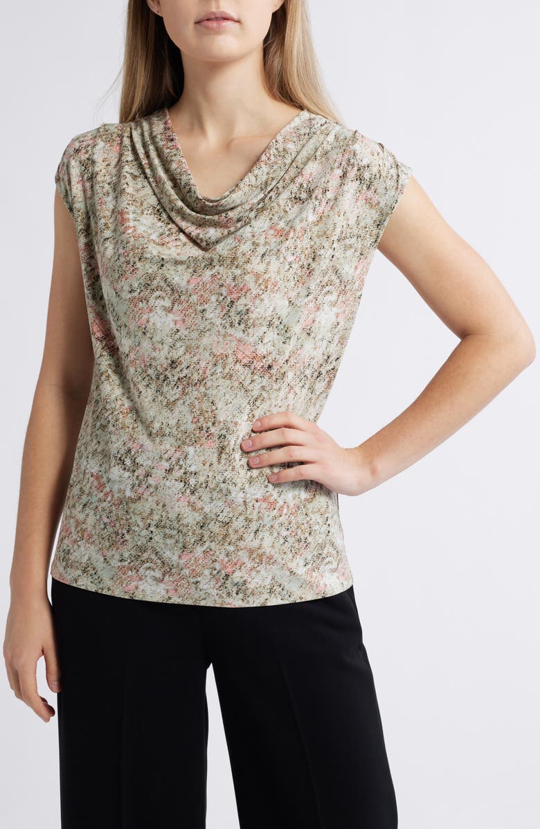 Anne Klein Cowl Neck Cap Sleeve Top, Main, color, 