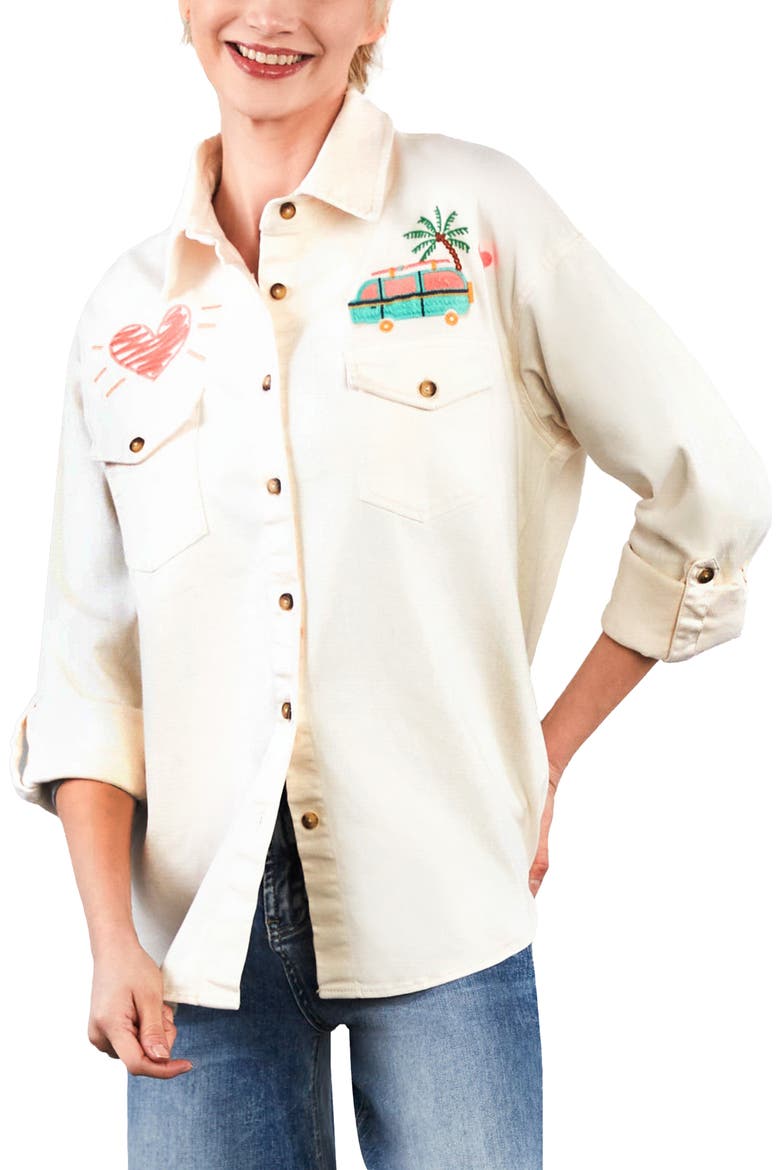 Daydreamer Embroidered Shirt, Main, color, CLOUD