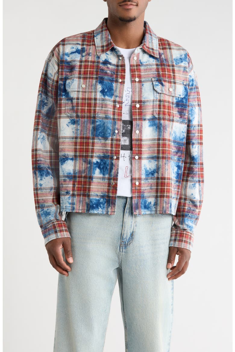 Embellished Flannel Shirt, Main, color, WHITE MULTI