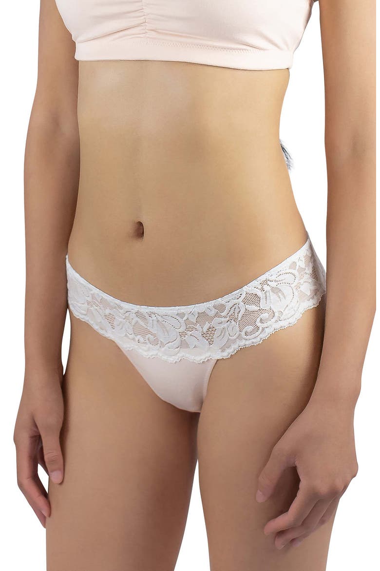 Astrid Low Cut Panties, Main, color, WHITE/ BLUSH