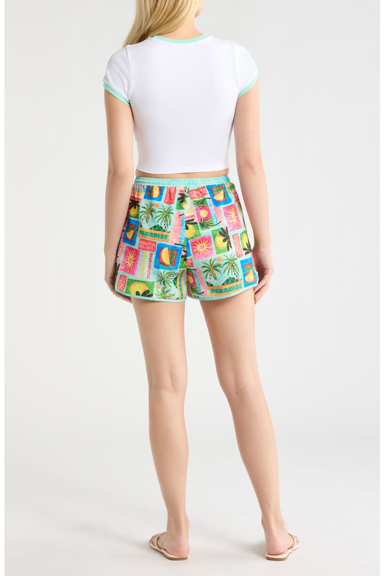 Essentials Print Cover-Up Shorts, Alternate, color, OCEAN HONEY