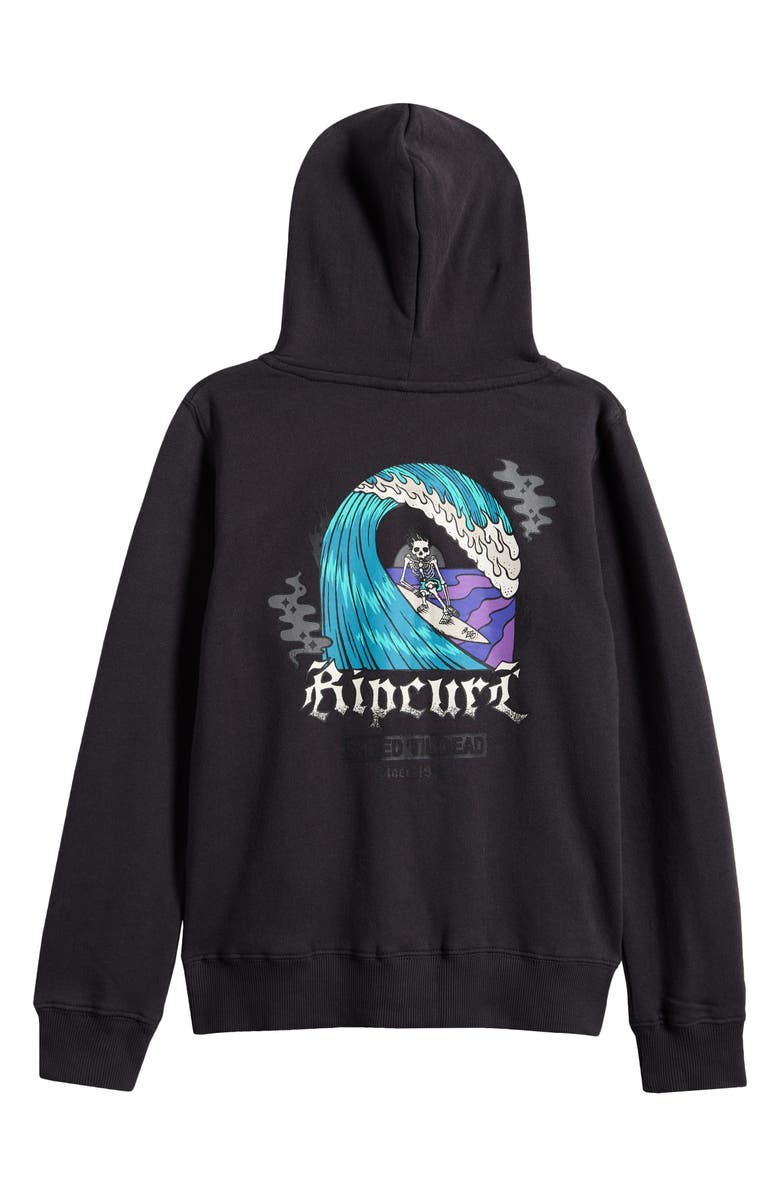 Rip Curl Kids' Shred Until Dead Graphic Zip-Up Hoodie, Alternate, color, Washed Black