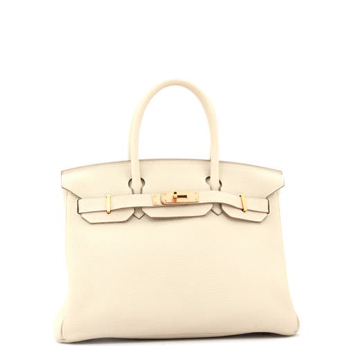 Pre-owned Hermes  Hermes Birkin Handbag Light Togo With Rose Gold Hardware 30 In White