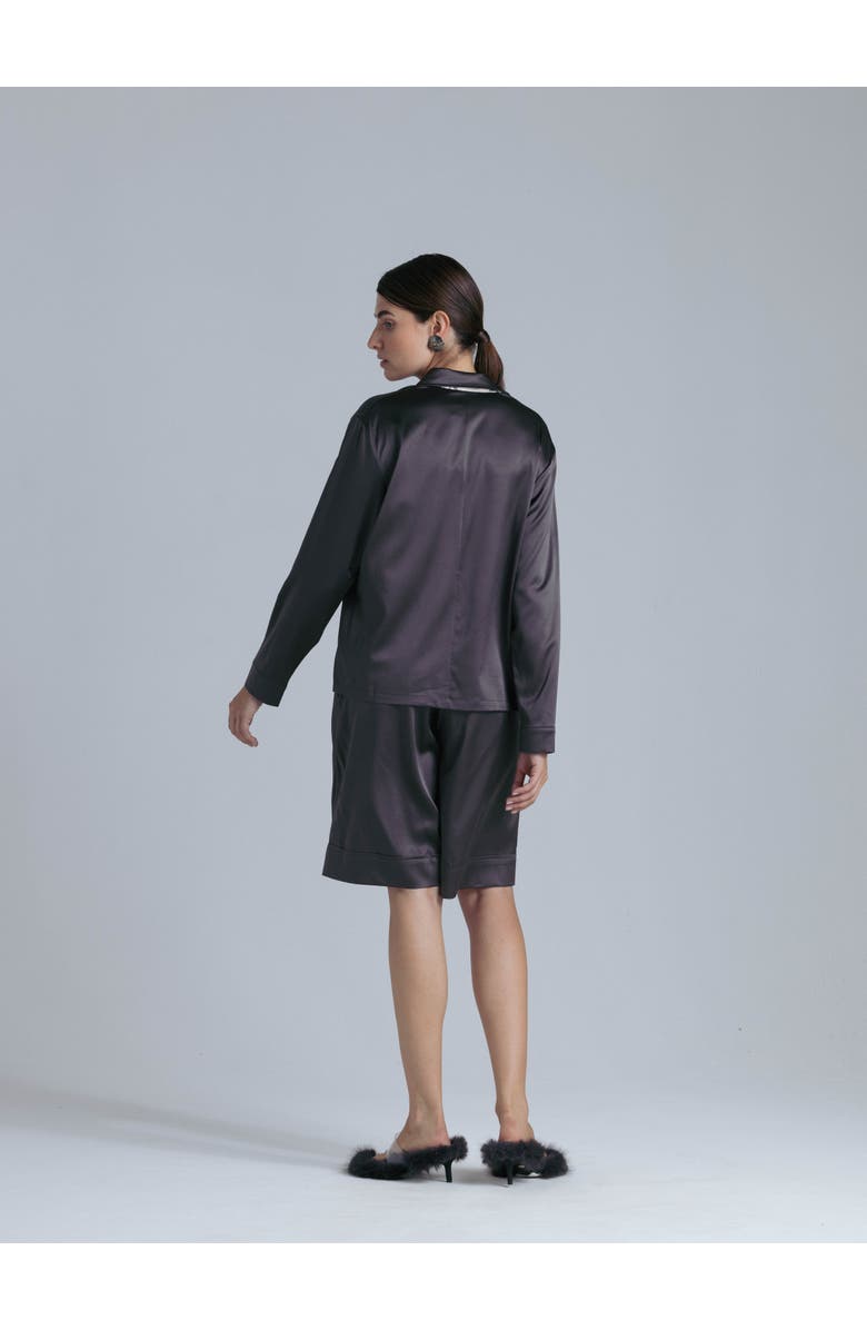 Alas Silk Bermuda Shorts, Alternate, color, Magic Grey