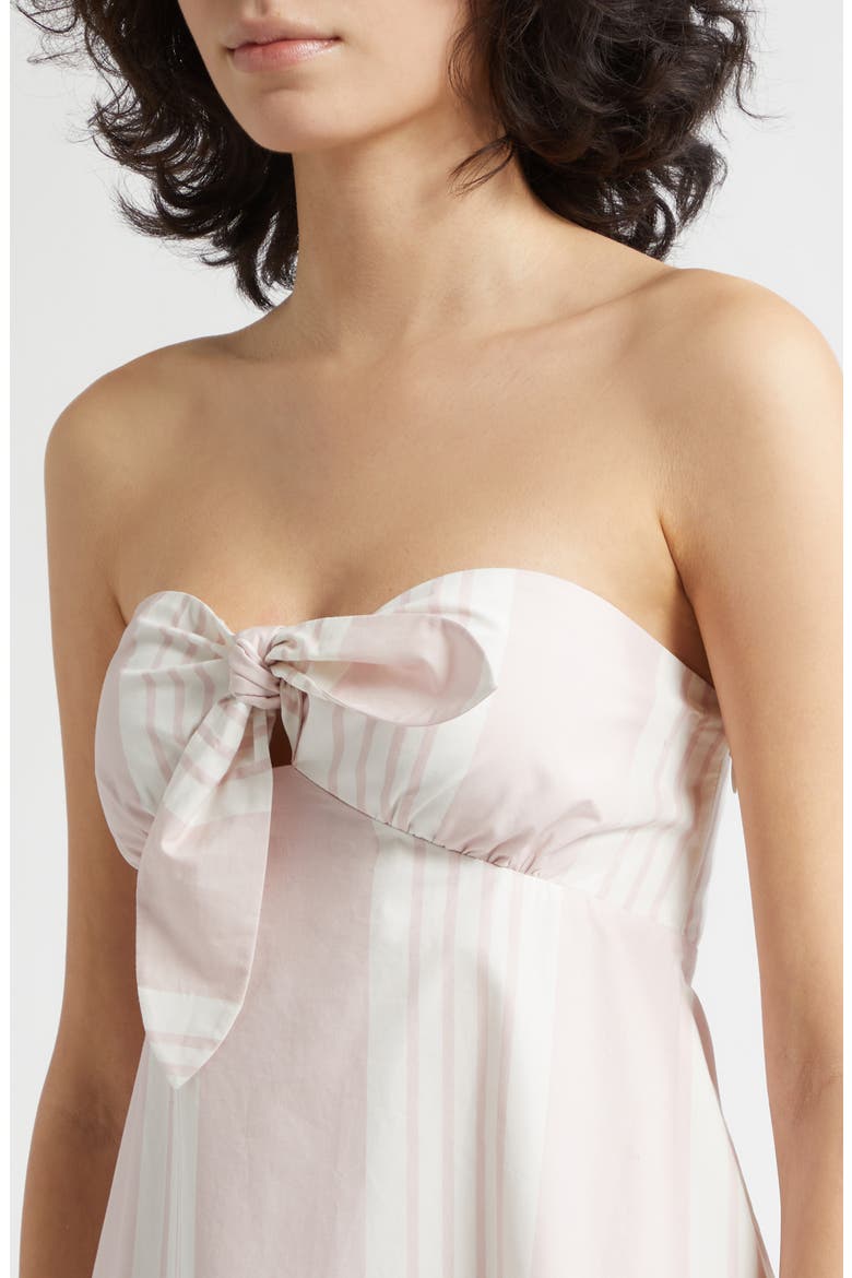 Rosie Stripe Cotton Strapless Dress, Alternate, color, PINK STRIPE