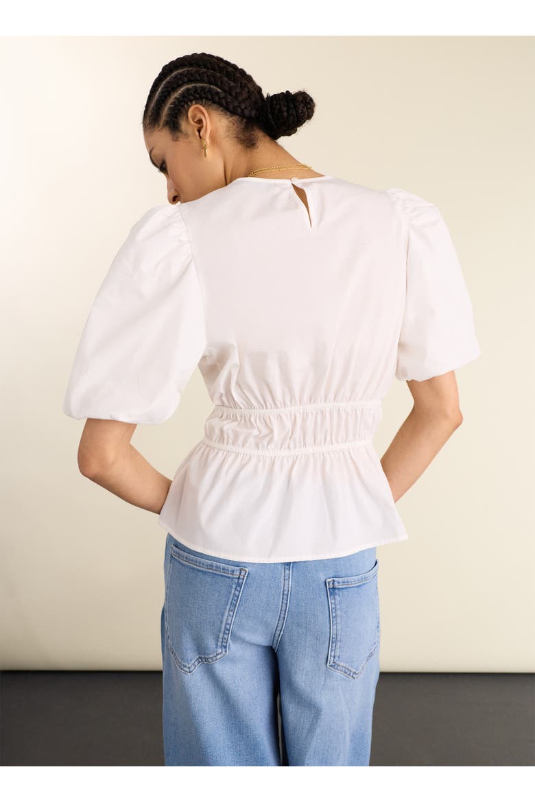 Elise Puff Sleeve Smocked Waist Top, Alternate, color, Pure White
