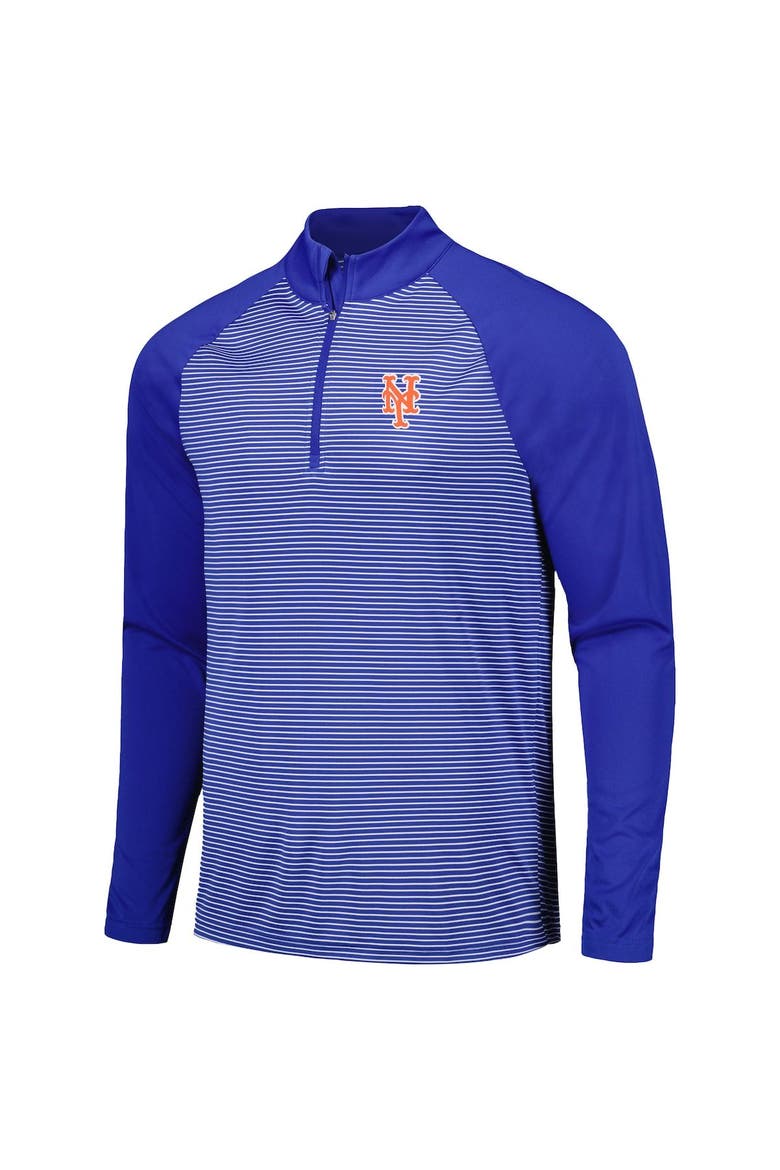 Men's Levelwear Royal New York Mets Charter Striped Raglan Quarter-Zip Top, Alternate, color, Royal