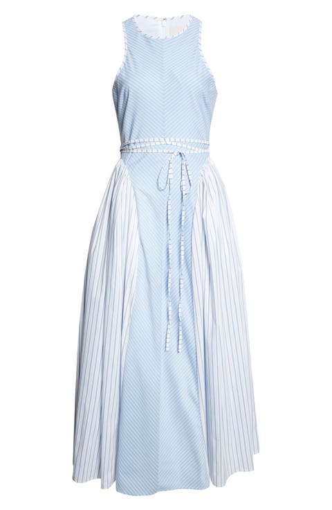 Emin Mixed Stripe Sleeveless Cotton Blend Maxi Dress