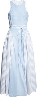 Cinq à Sept Emin Mixed Stripe Sleeveless Cotton Blend Maxi Dress