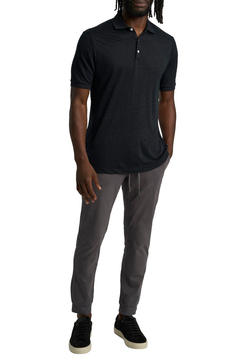 Solid Linen Polo, Alternate, color, BLACK