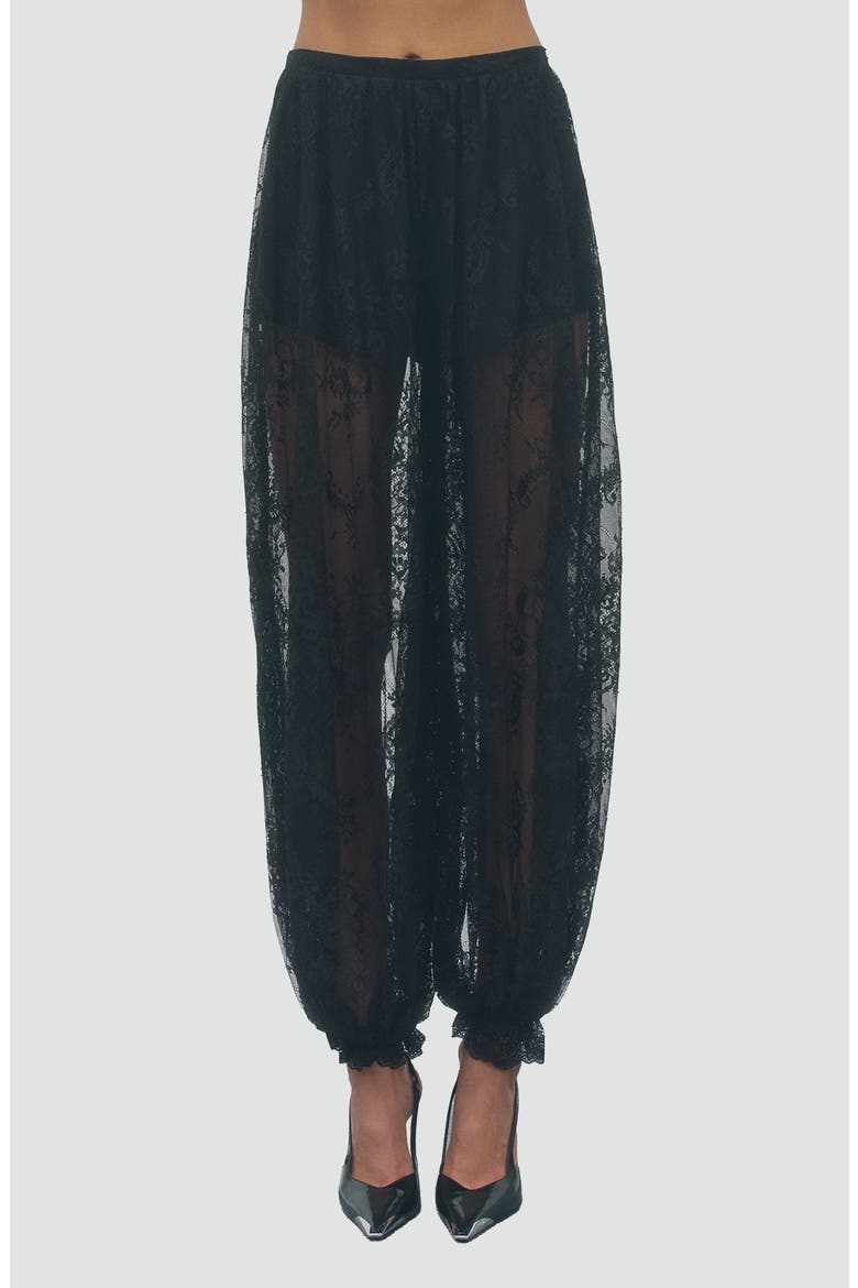 Bijou Lace Jogger Pants, Main, color, BLACK