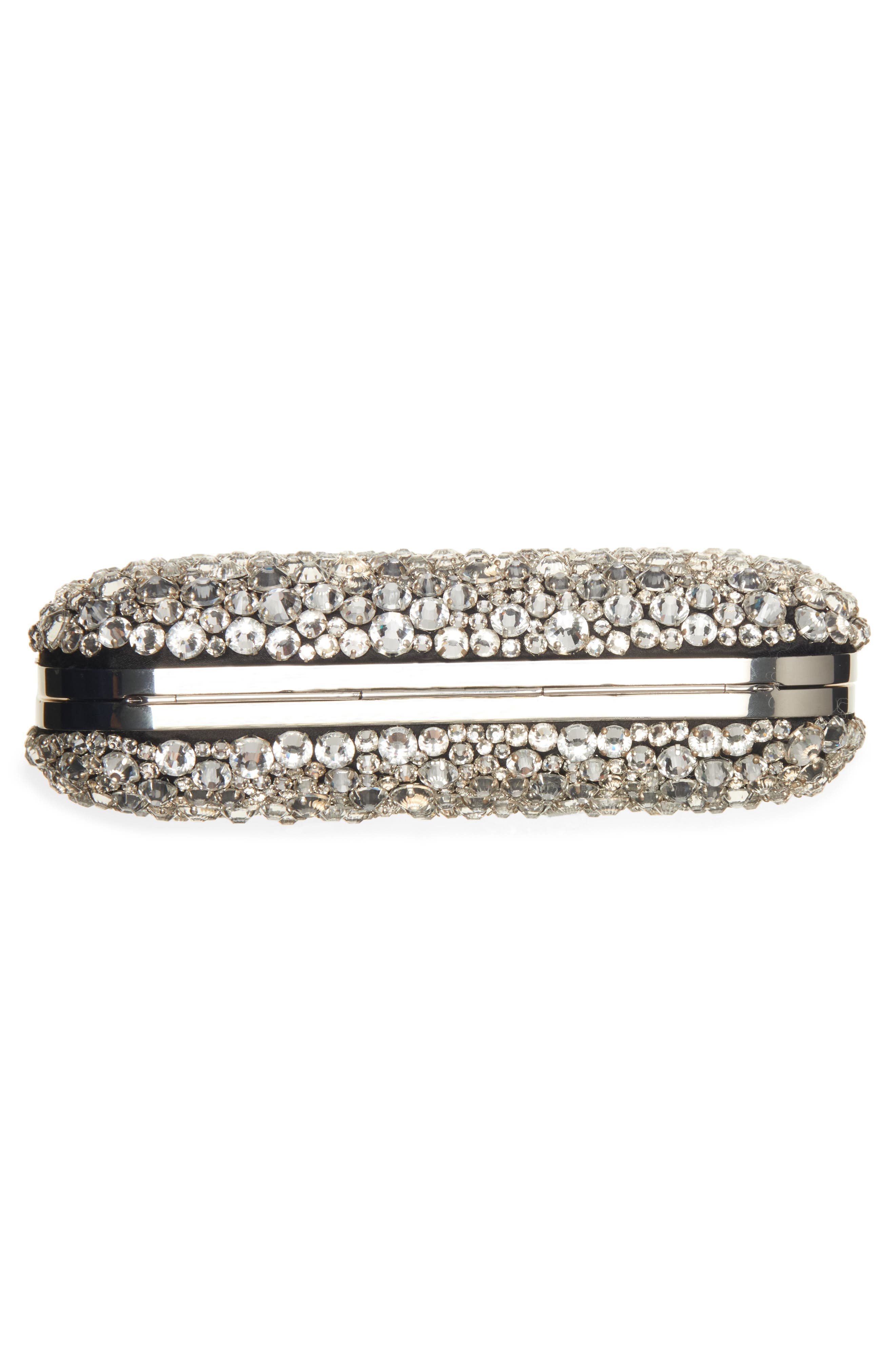 McQueen Spider Crystal Knuckle Box Clutch, Alternate, color, Silver/ Silver