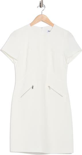 Crosshatch Stretch Short Sleeve Sheath Dress