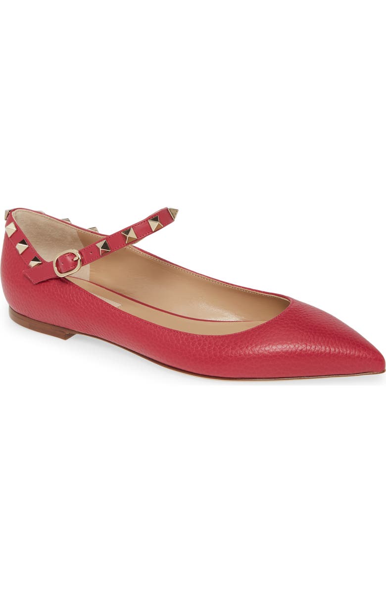 Valentino Garavani Rockstud Mary Jane Pointed Toe Flat, Main, color,